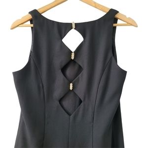 LA bridal vintage long cocktail dress crystal keyhole embellishment formal SZ 12